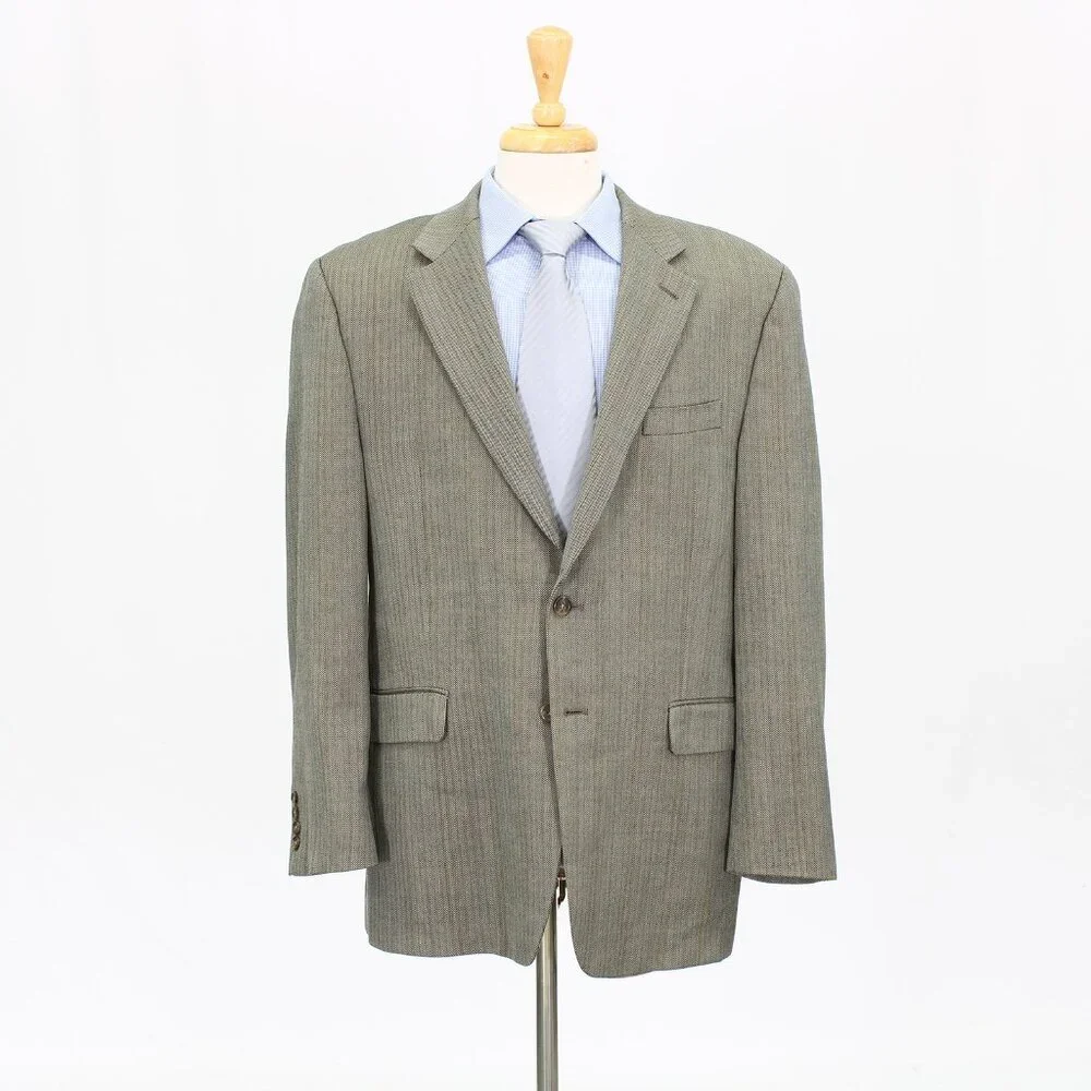 IZOD 44R Beige Check 2-Button Sport Coat Blazer Jacket G140